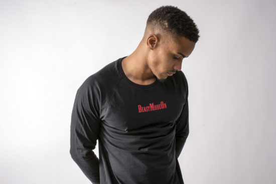 Beast Mode On Fitted Long Sleeve T-Shirt Black