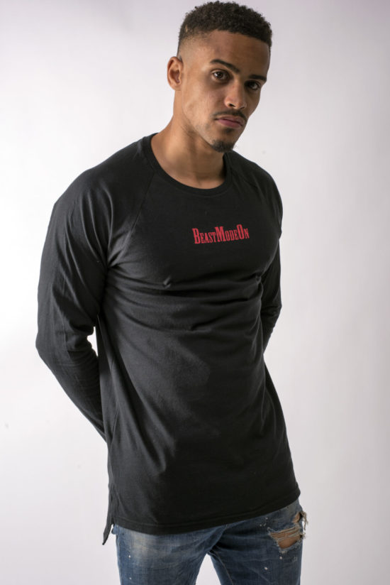 Beast Mode On Fitted Long Sleeve T-Shirt Black